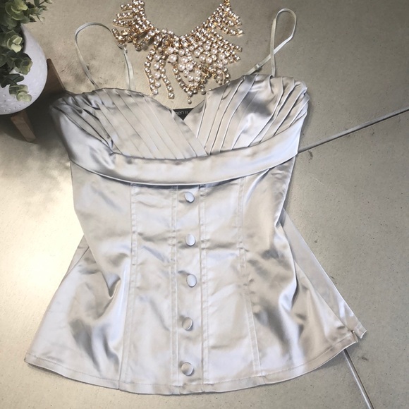 Arden B Tops - Bustier Corset ICE BLUE Silver top cami-ARDEN B-S